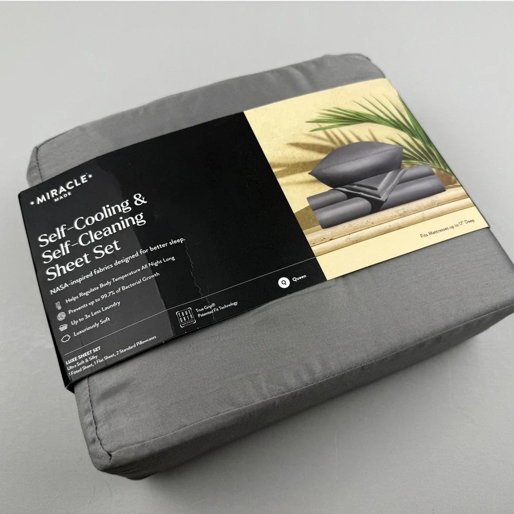 Miracle Made Sheet Set Self-Cooling Self-Cleaning QUEEN Luxe Stone Gray Sateen